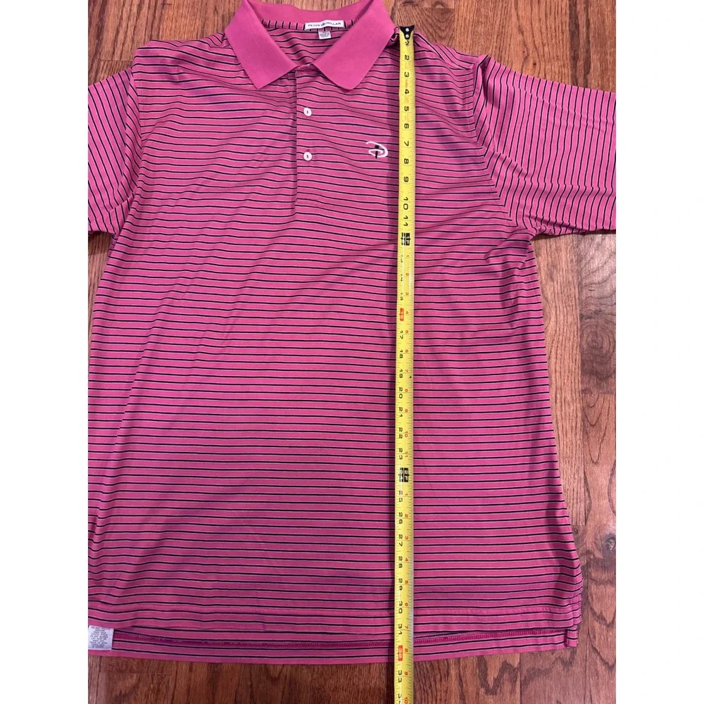 Peter‎ Millar Mens Pink Navy Striped Cotton Polo Shirt XL Short Sleeve Logo
